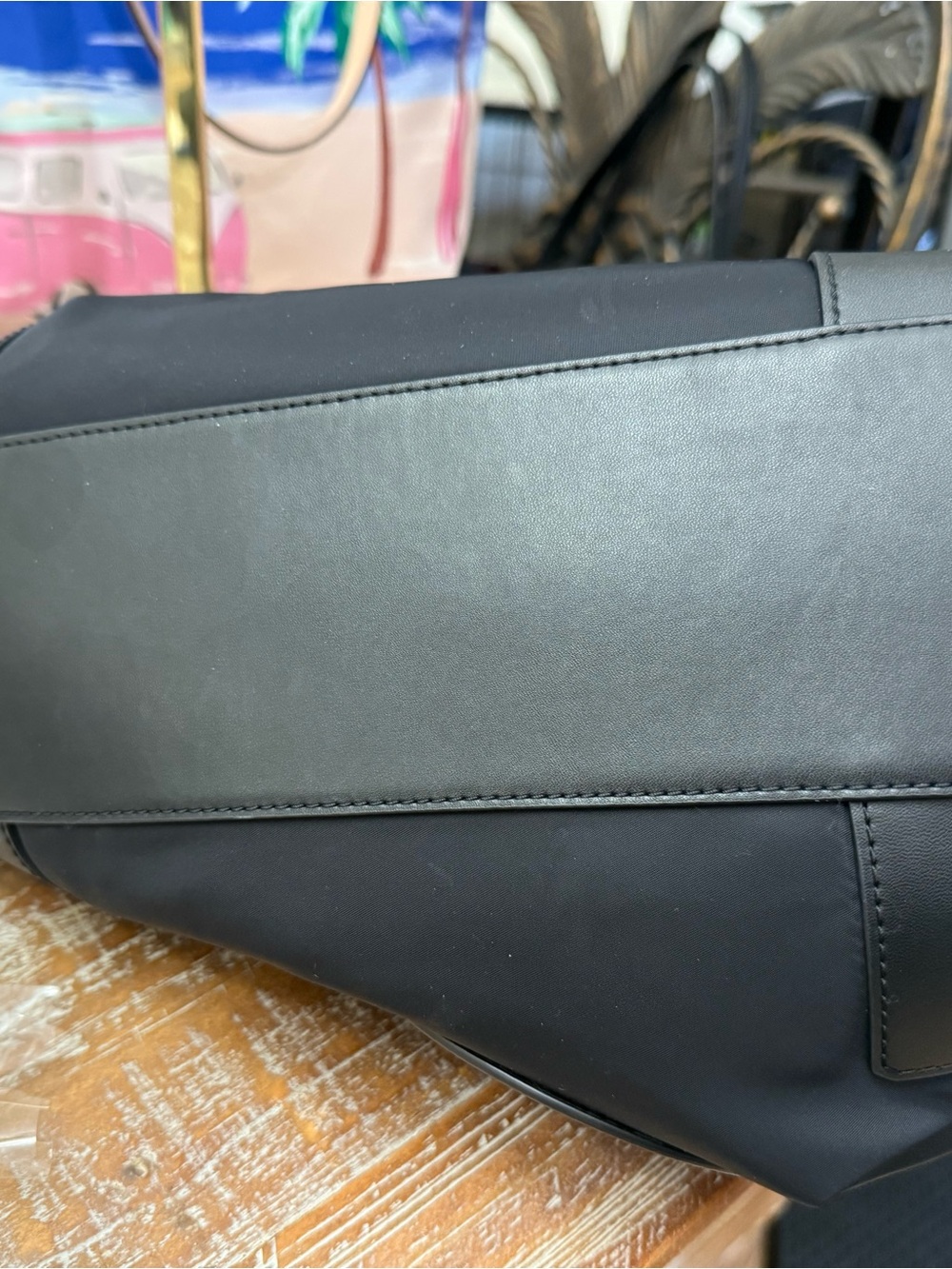 Tory Burch Small Ella Black Nylon with Logo Tote, 13” x 10 1/2” x 4” Wide. EUC - Picture 9 of 10